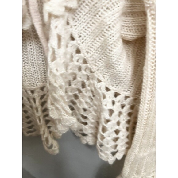 Newport News Off-White Tie-Front Flare Sleeve Knit Cardigan Fairy Whimsy Size L - Picture 8 of 10
